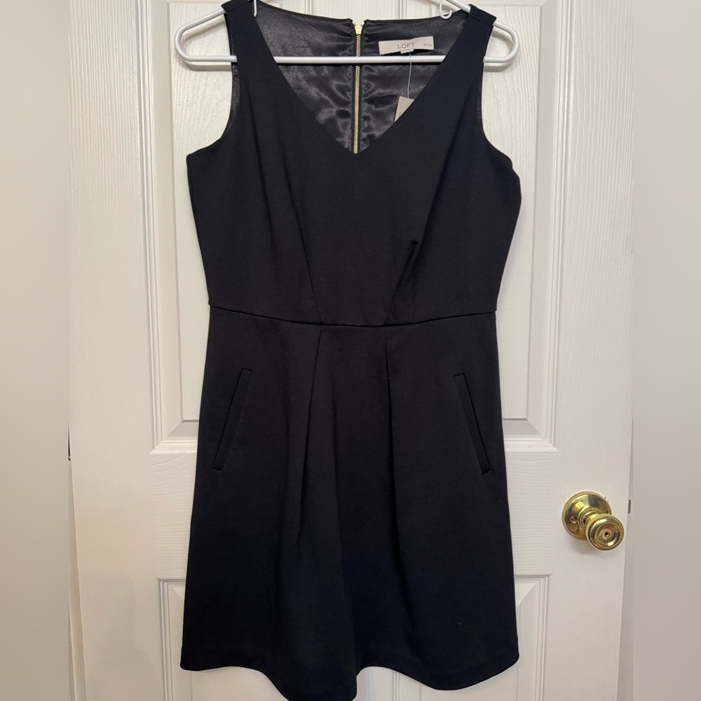 LOFT Black Fit & Flare Mini Dress NWT | Petite 6P